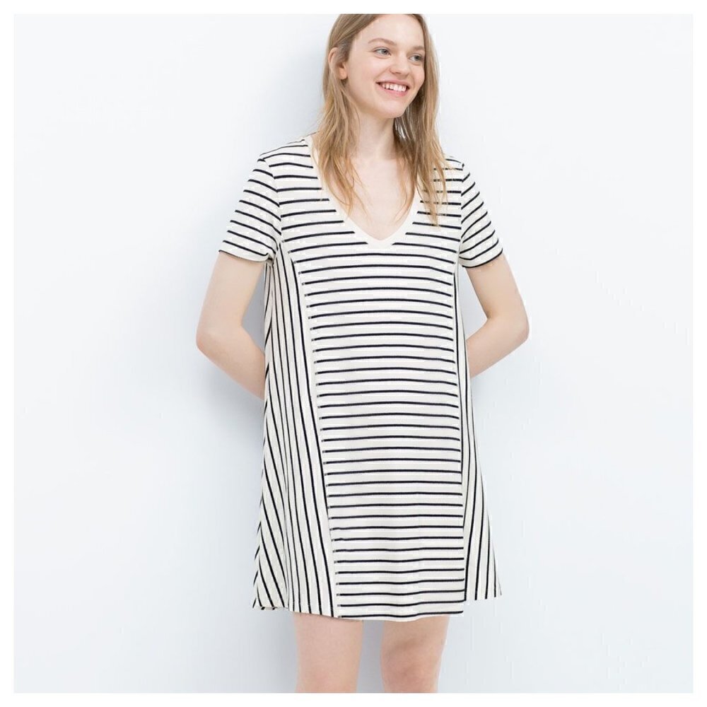 ZARA Trafaluc Striped T-Shirt Dress Size S EUC